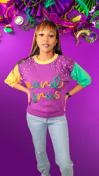 MARDI GRAS PEARL WOMEN TOP