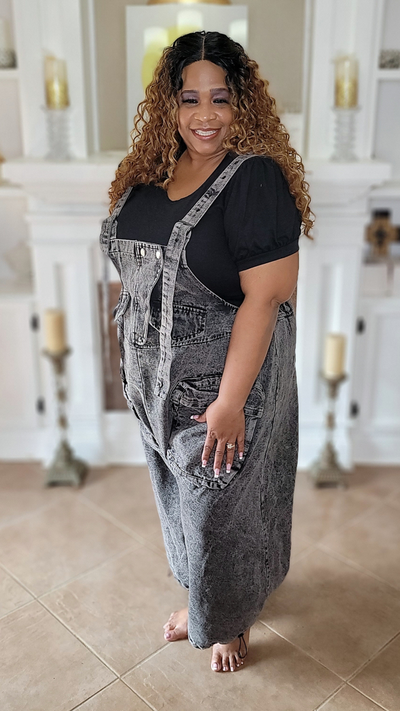 Just "OVER IT " Cargo Overall Jumpsuit