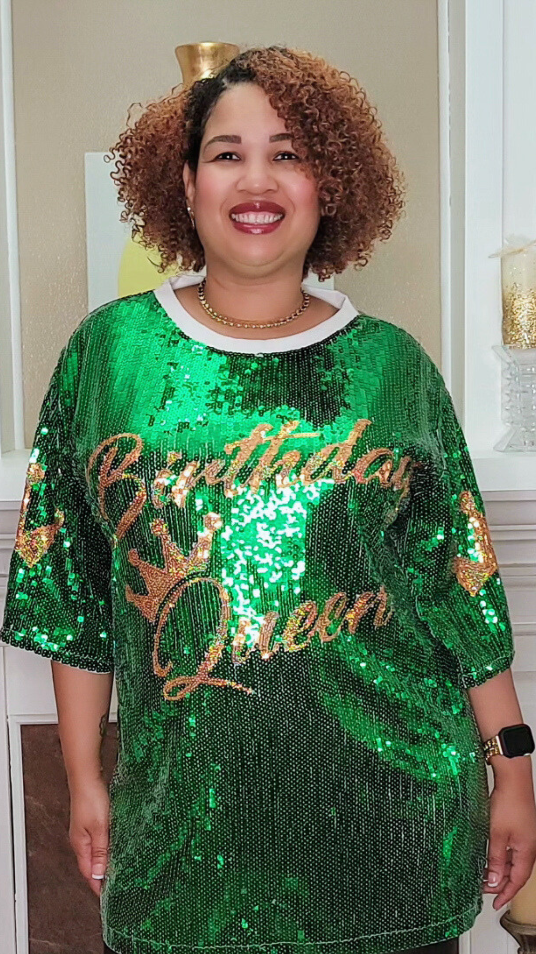 Green sequin sale top plus size