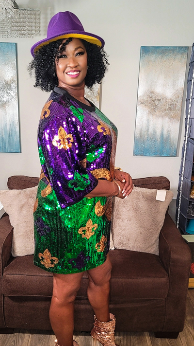 sequin performance tunic dress Iridescent Sequin Tunic