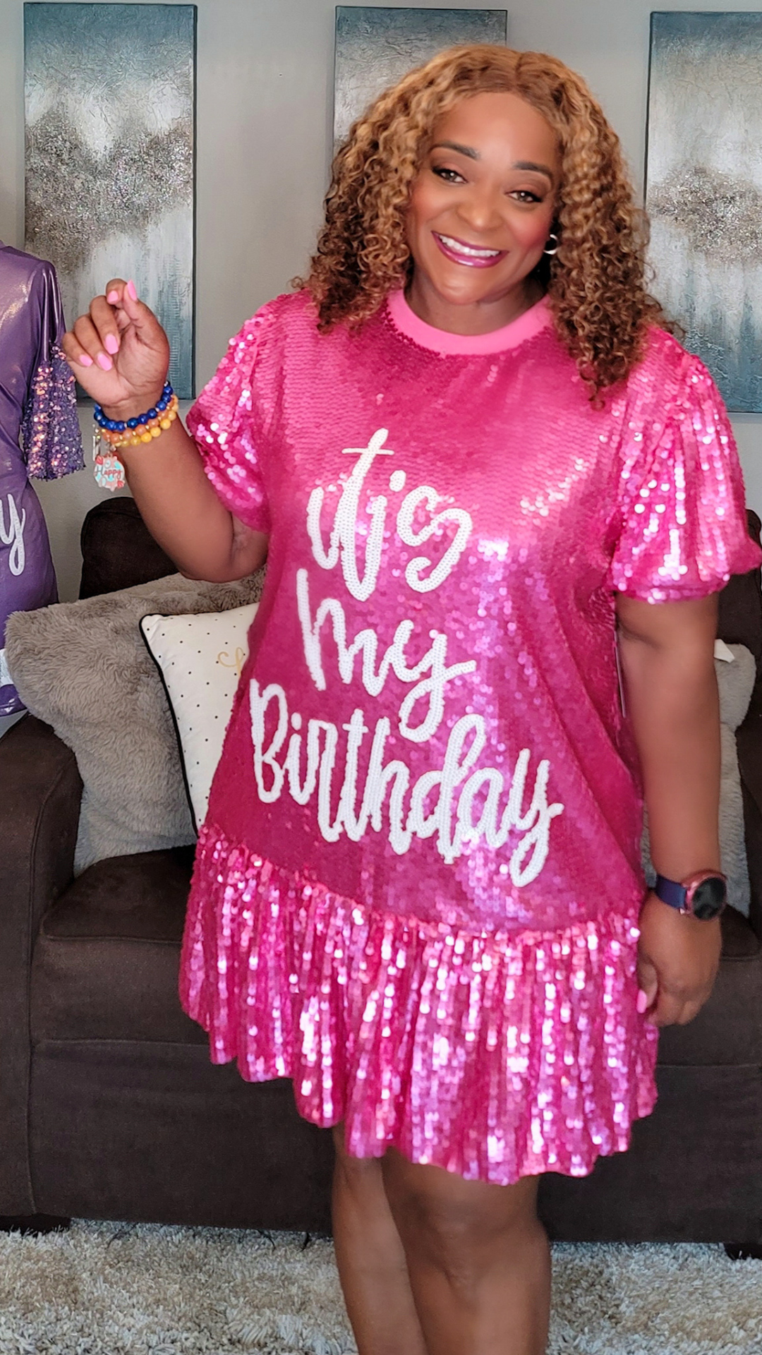It's My Birthday Sequin Women Dress - Pink - Review Description & Return Policy