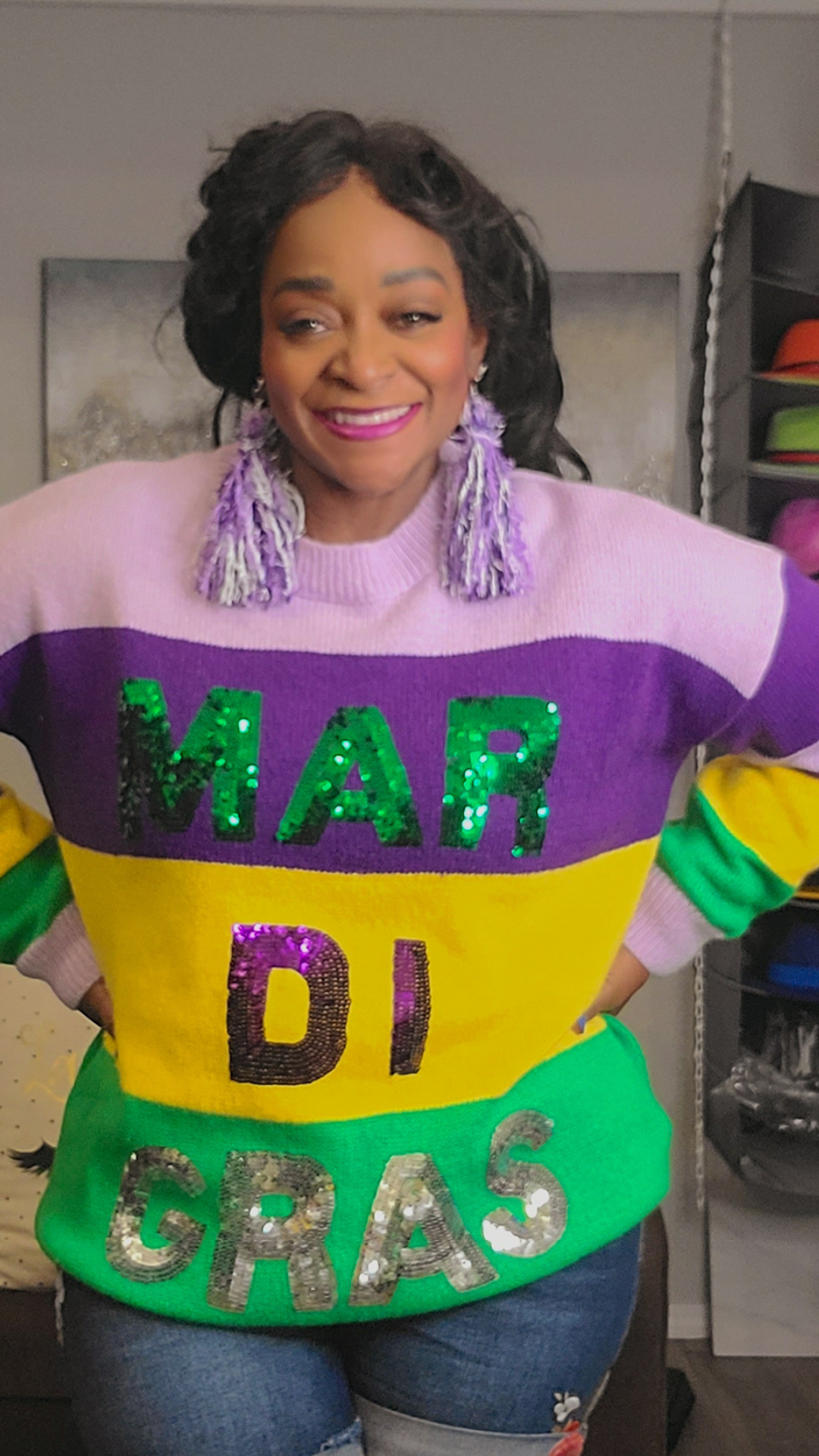 MARDI GRAS PARTY WOMEN SWEATER