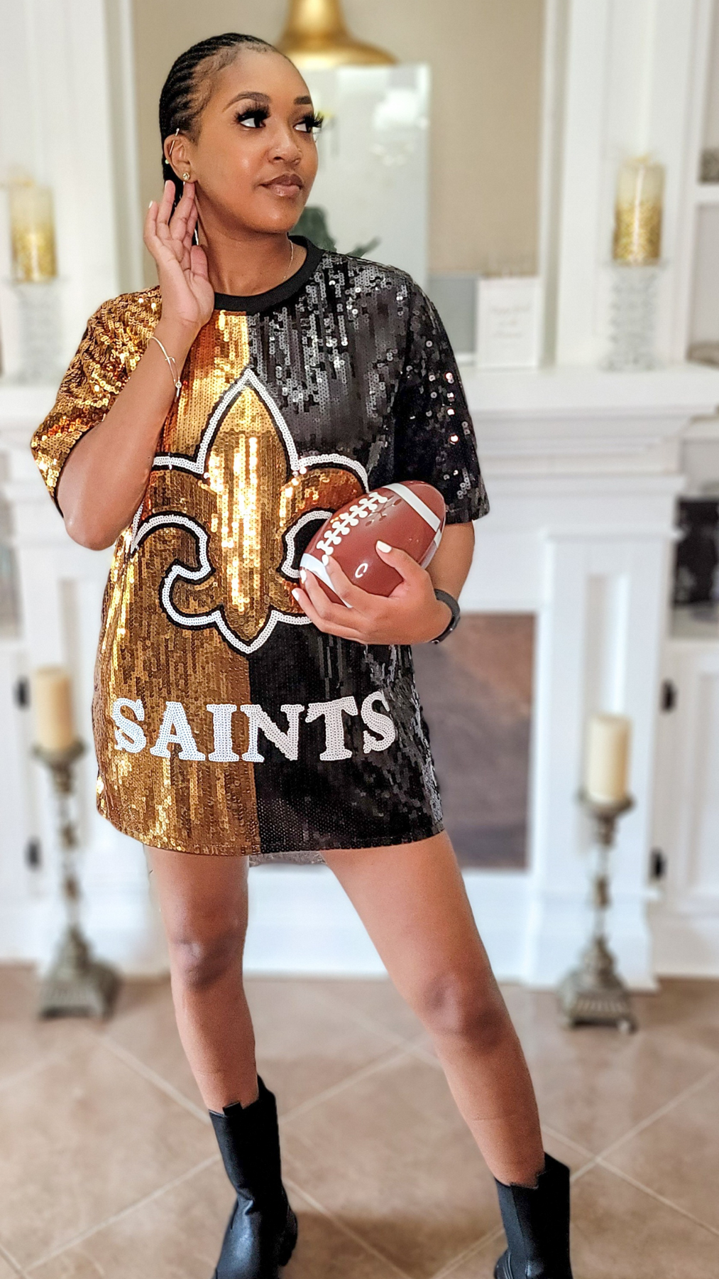 SAINTS FANS RULE" Sequin Women Top Kissed By MoonPie SAINTS FANS RULE" Sequin Women Top Kissed By MoonPie