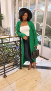 Money Green Long Women Cardigan