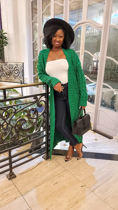 Money Green Long Women Cardigan Kissed By MoonPie